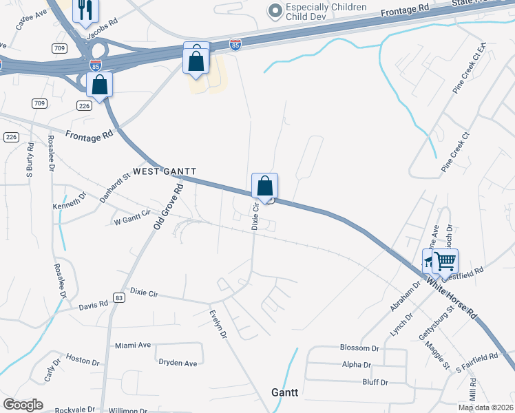map of restaurants, bars, coffee shops, grocery stores, and more near 1175 White Horse Road in Greenville