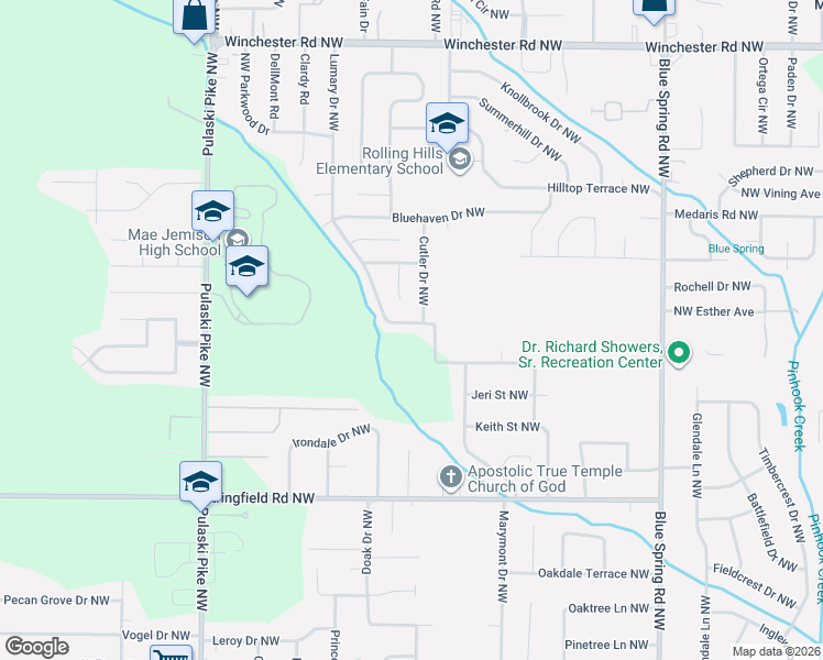 map of restaurants, bars, coffee shops, grocery stores, and more near 4708 Lumary Drive Northwest in Huntsville