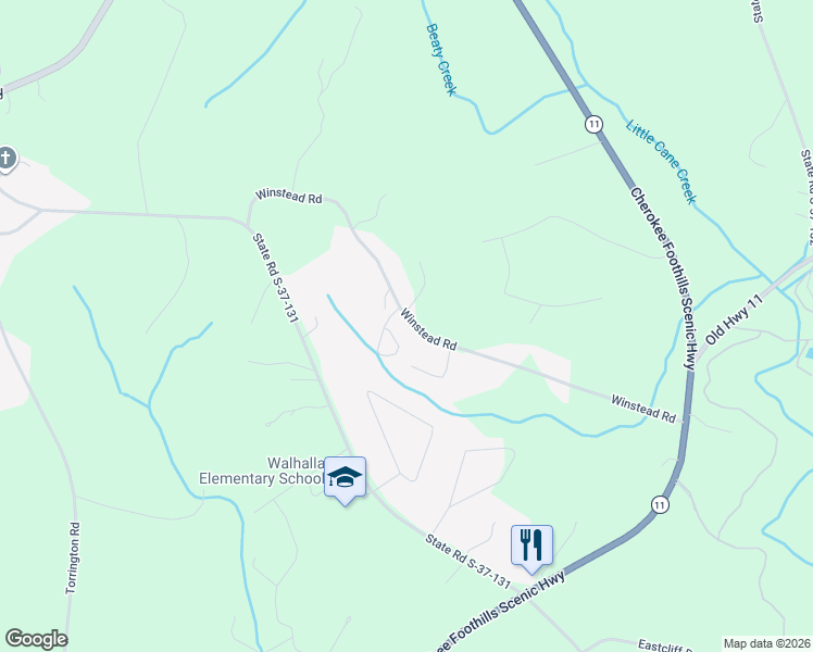 map of restaurants, bars, coffee shops, grocery stores, and more near 288 Winstead Road in West Union