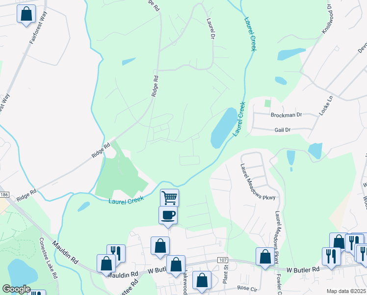 map of restaurants, bars, coffee shops, grocery stores, and more near 1516 Loblolly Circle in Greenville