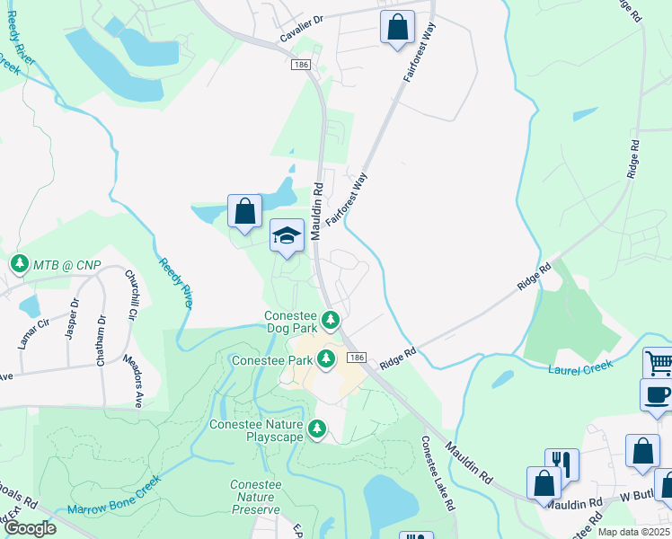 map of restaurants, bars, coffee shops, grocery stores, and more near 805 Mauldin Road in Greenville