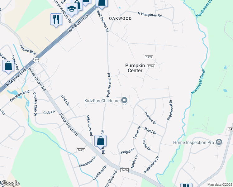 map of restaurants, bars, coffee shops, grocery stores, and more near 505 Wolf Glen Court in Jacksonville