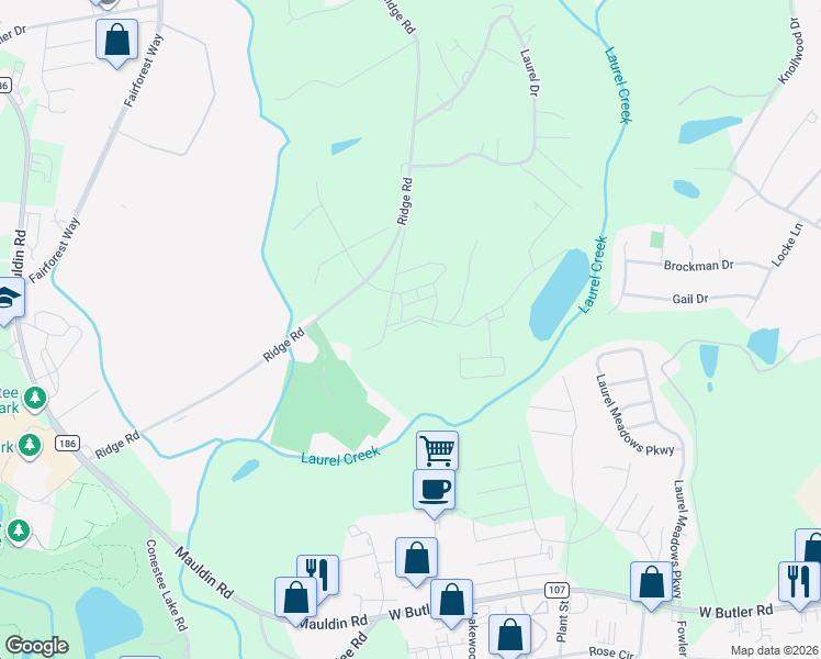 map of restaurants, bars, coffee shops, grocery stores, and more near 1300-1398 Loblolly Circle in Greenville