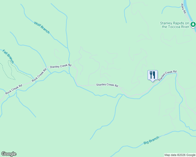 map of restaurants, bars, coffee shops, grocery stores, and more near 1340 Stanley Creek Road in Cherry Log