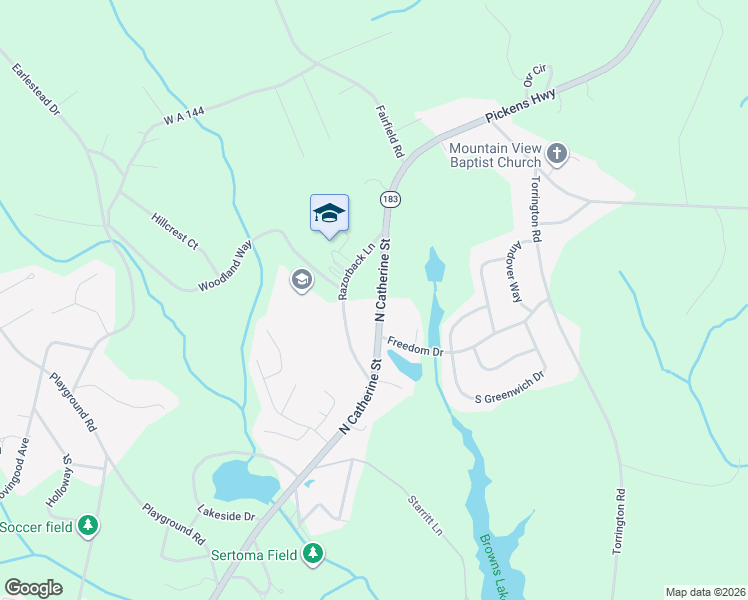 map of restaurants, bars, coffee shops, grocery stores, and more near 1416 South Carolina 183 in Walhalla