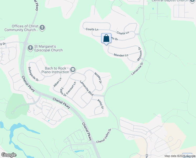 map of restaurants, bars, coffee shops, grocery stores, and more near 11 La Marche Lane in Little Rock