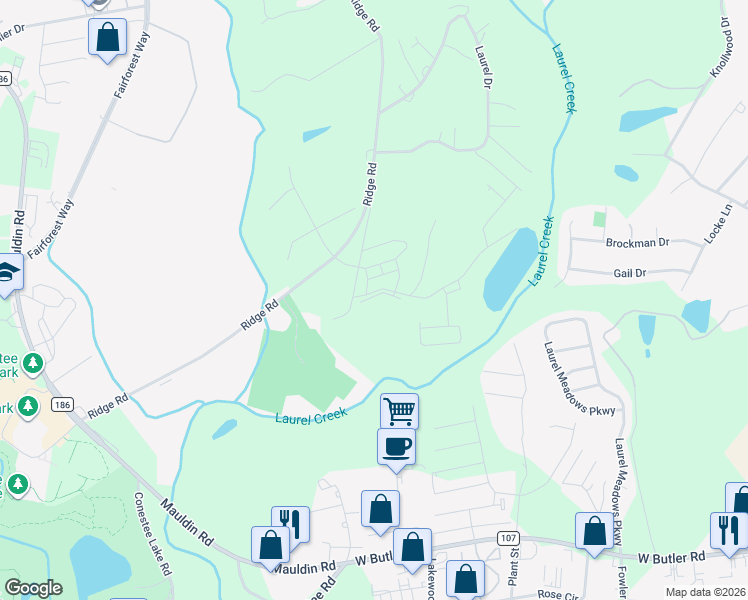 map of restaurants, bars, coffee shops, grocery stores, and more near 1300-1398 Loblolly Circle in Greenville