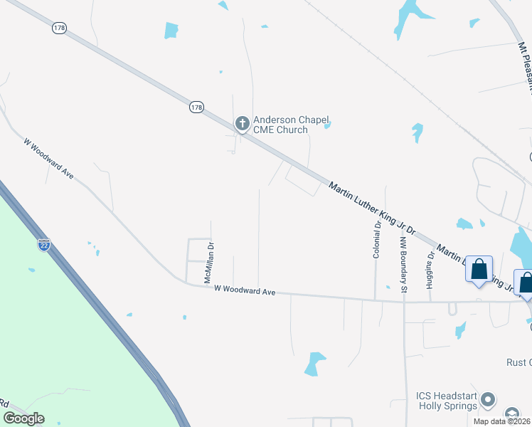 map of restaurants, bars, coffee shops, grocery stores, and more near 605 Swaney Drive in Holly Springs
