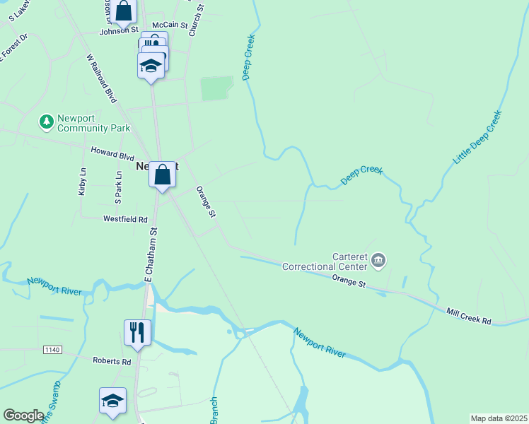 map of restaurants, bars, coffee shops, grocery stores, and more near Hargett St in Newport