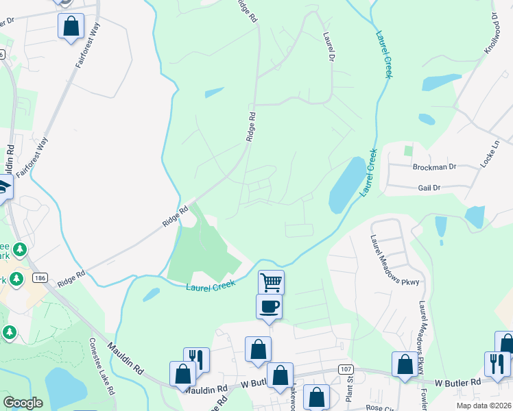 map of restaurants, bars, coffee shops, grocery stores, and more near 1955 Ridge Road in Greenville