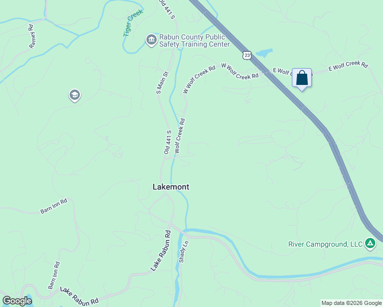 map of restaurants, bars, coffee shops, grocery stores, and more near Bear Cave Trail in Rabun County