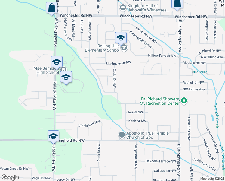 map of restaurants, bars, coffee shops, grocery stores, and more near 4704 Joy Circle Northwest in Huntsville