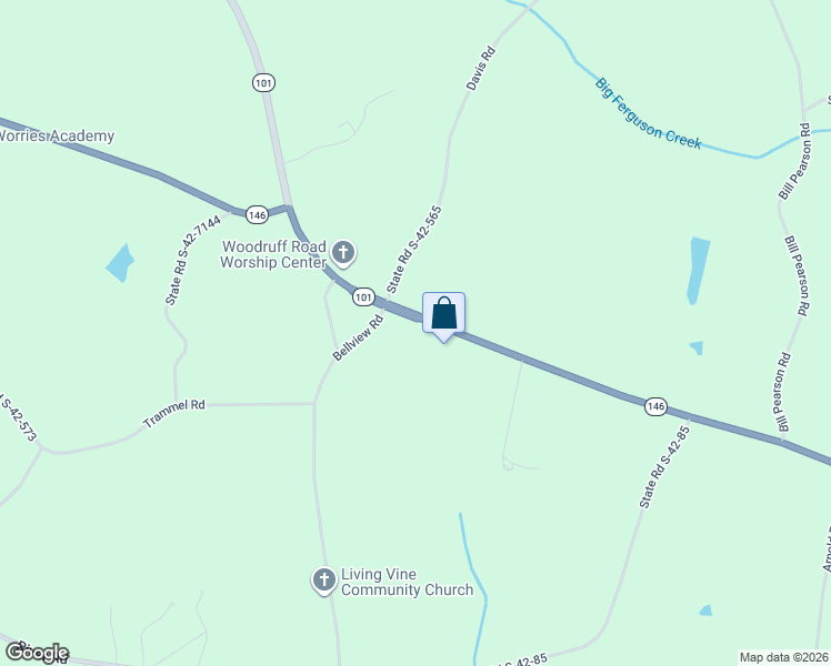 map of restaurants, bars, coffee shops, grocery stores, and more near 5041 South Carolina 101 in Woodruff