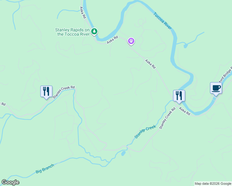 map of restaurants, bars, coffee shops, grocery stores, and more near 490 Stover Knob Trail in Cherry Log