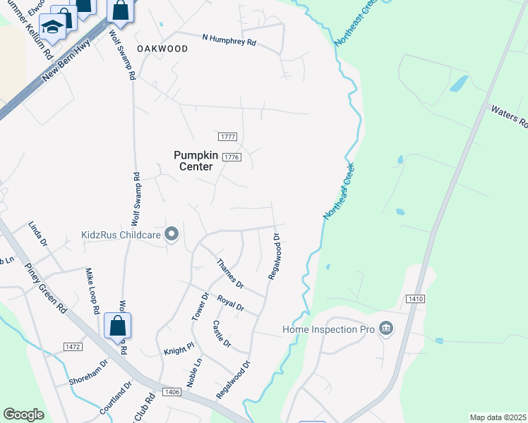 map of restaurants, bars, coffee shops, grocery stores, and more near 103 Hampton Court in Jacksonville