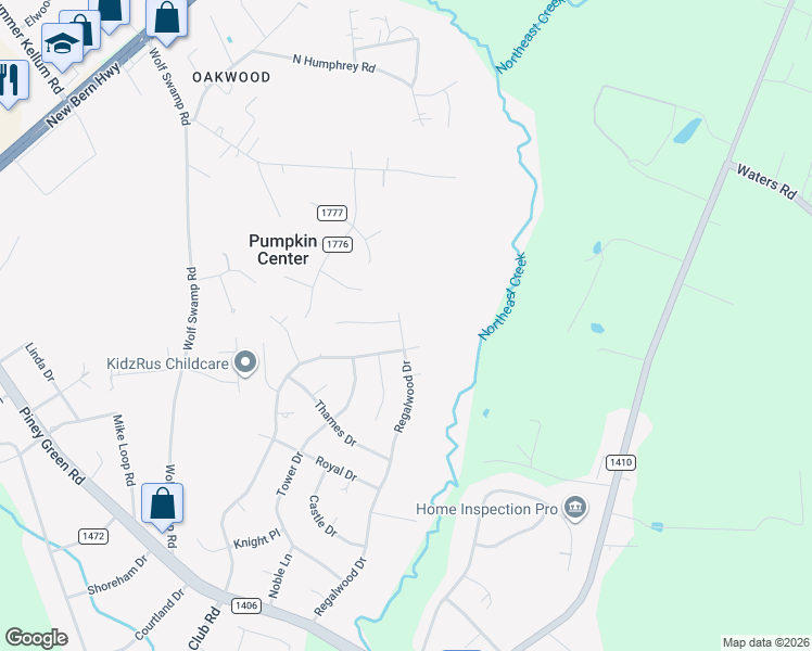 map of restaurants, bars, coffee shops, grocery stores, and more near 100 Hampton Court in Jacksonville