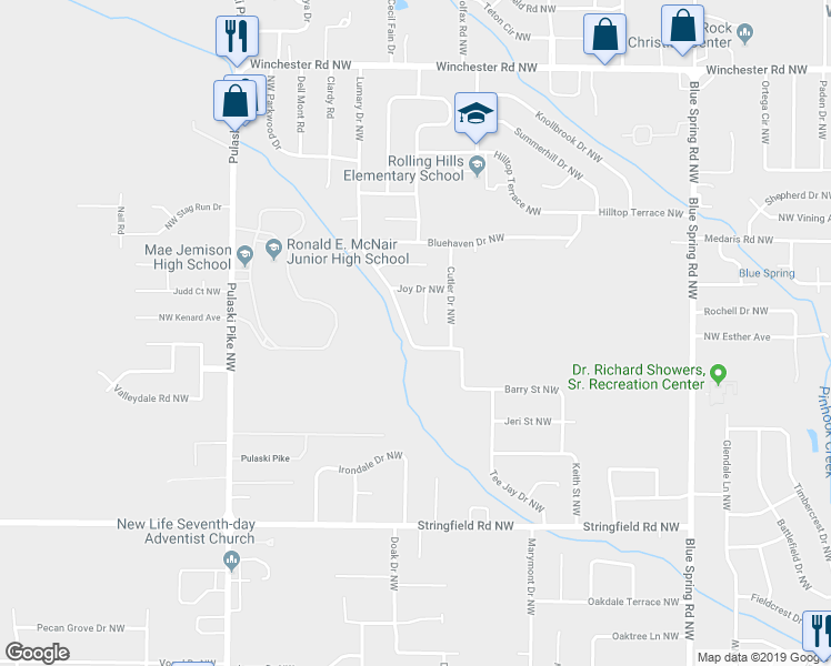 map of restaurants, bars, coffee shops, grocery stores, and more near 4725 Lumary Drive Northwest in Huntsville