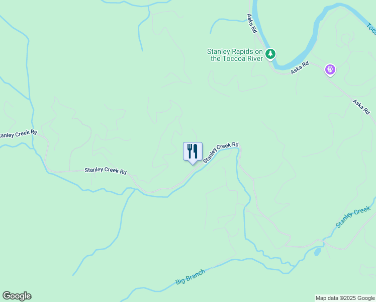 map of restaurants, bars, coffee shops, grocery stores, and more near 131 Forest Branch Trail in Cherry Log