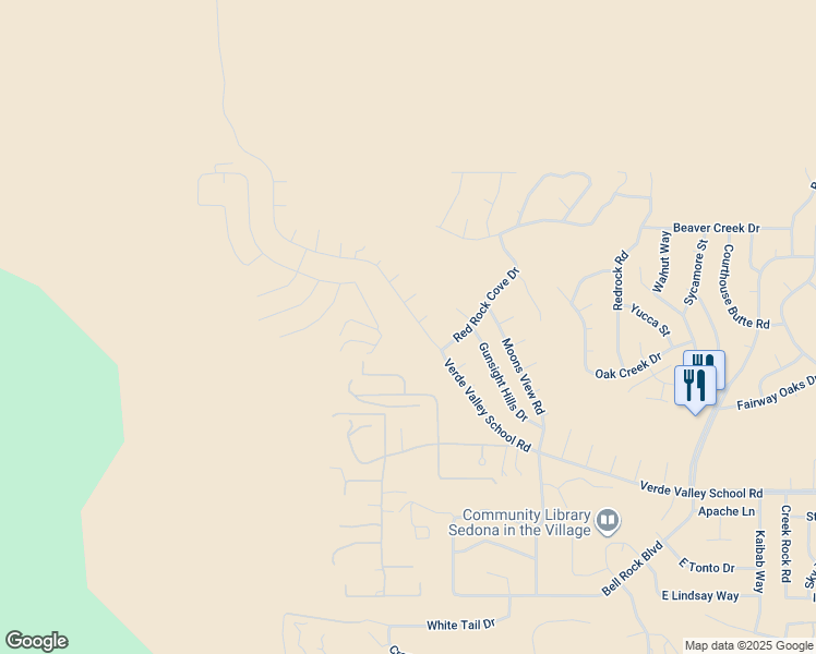 map of restaurants, bars, coffee shops, grocery stores, and more near 1155 Verde Valley School Road in Sedona