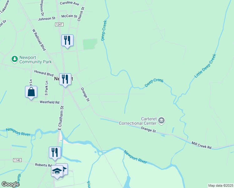 map of restaurants, bars, coffee shops, grocery stores, and more near Hargett Street in Newport