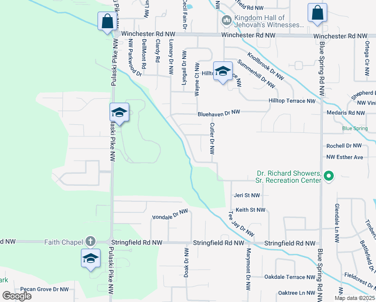 map of restaurants, bars, coffee shops, grocery stores, and more near 4728 Lumary Drive Northwest in Huntsville