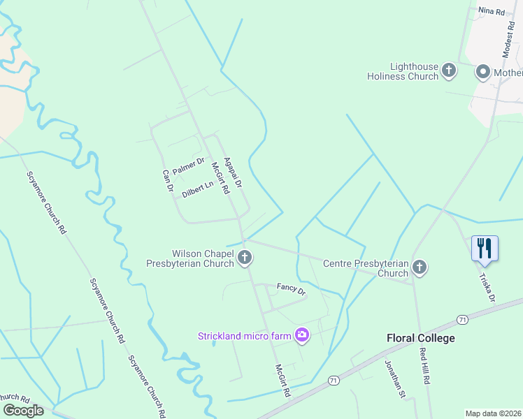 map of restaurants, bars, coffee shops, grocery stores, and more near 50 Agapai Drive in Maxton