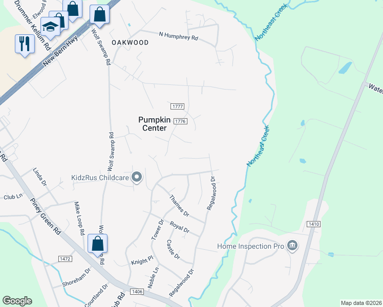 map of restaurants, bars, coffee shops, grocery stores, and more near 110 Hampton Court in Jacksonville