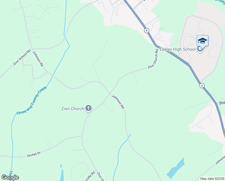 map of restaurants, bars, coffee shops, grocery stores, and more near 308 Zion Church Road in Easley