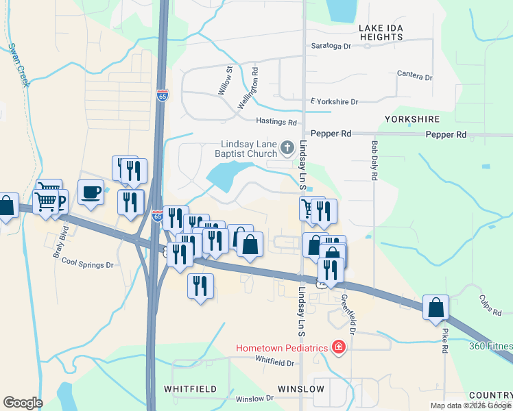 map of restaurants, bars, coffee shops, grocery stores, and more near 460 Summit Lakes Drive in Athens