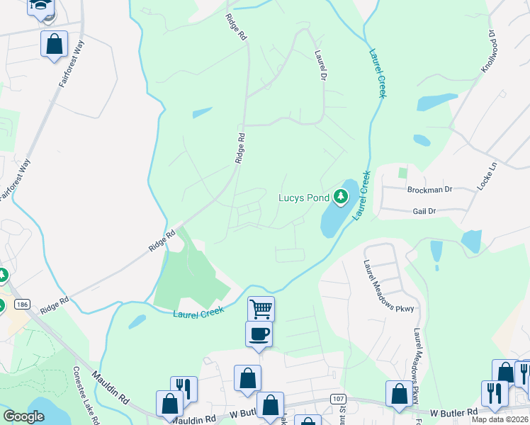 map of restaurants, bars, coffee shops, grocery stores, and more near 1400 Loblolly Circle in Greenville