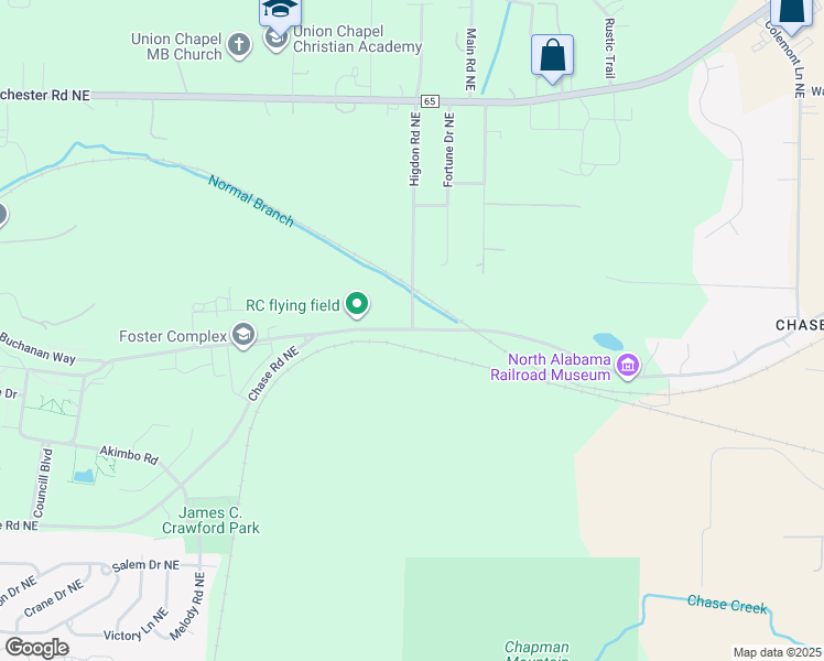 map of restaurants, bars, coffee shops, grocery stores, and more near 482 Chase Road Northeast in Huntsville
