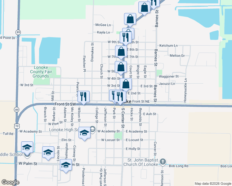 map of restaurants, bars, coffee shops, grocery stores, and more near in Lonoke
