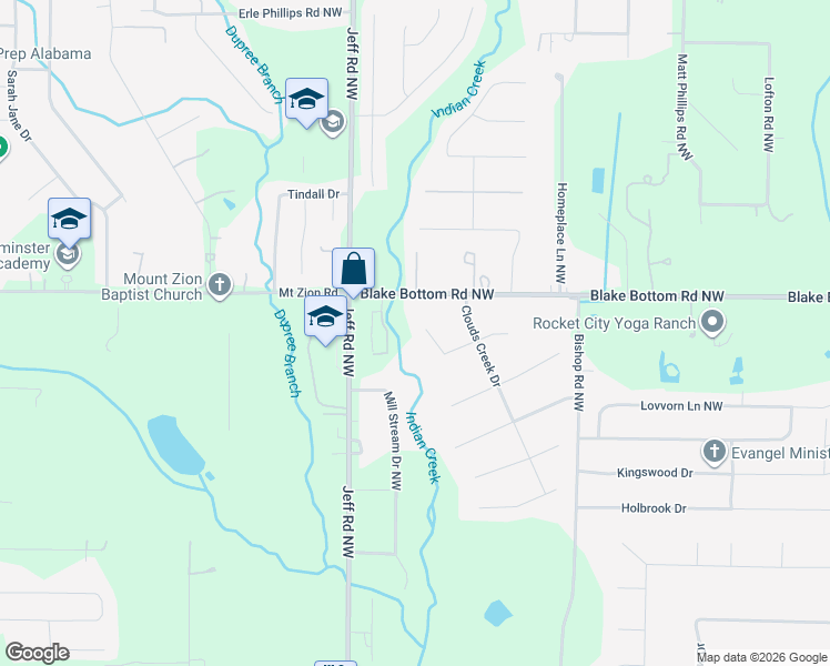 map of restaurants, bars, coffee shops, grocery stores, and more near 228 Brooklet Court in Huntsville