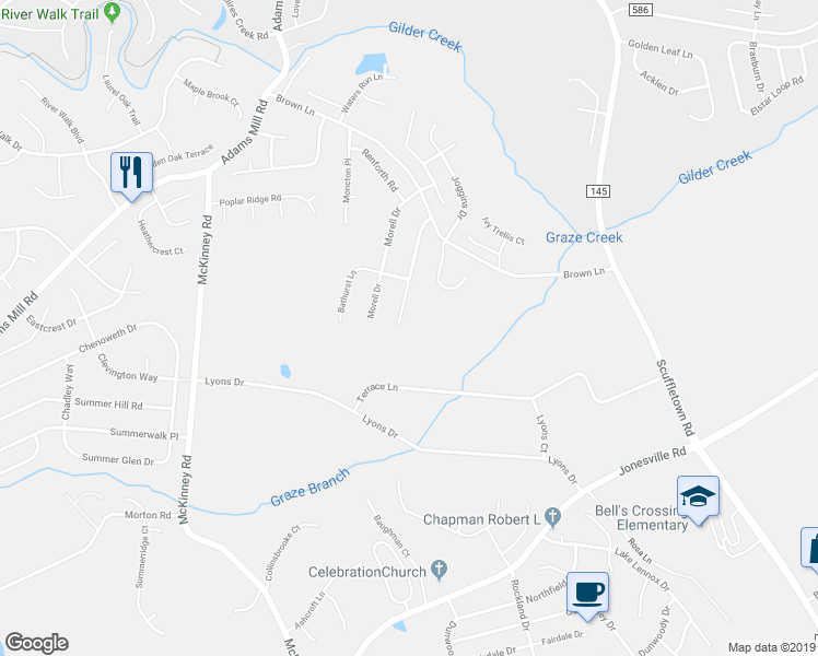 map of restaurants, bars, coffee shops, grocery stores, and more near 117 Hawkesbury Road in Simpsonville