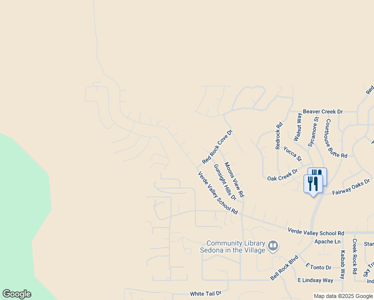 map of restaurants, bars, coffee shops, grocery stores, and more near 1155 Verde Valley School Road in Sedona