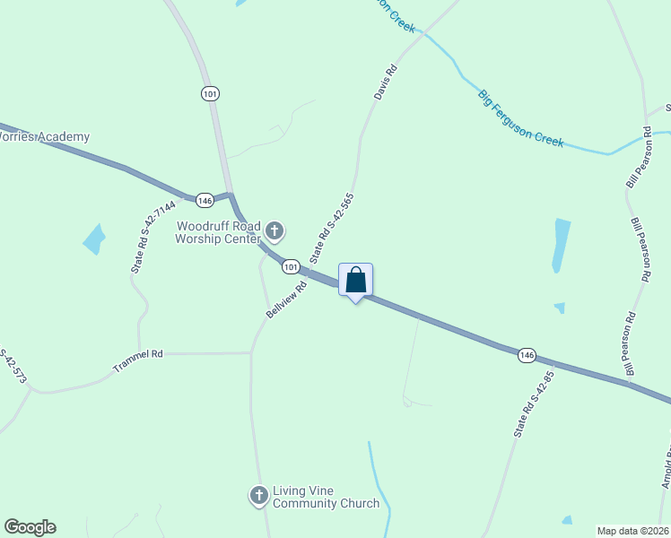 map of restaurants, bars, coffee shops, grocery stores, and more near 5041 South Carolina 101 in Woodruff