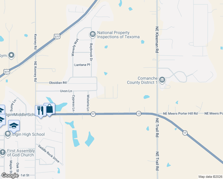 map of restaurants, bars, coffee shops, grocery stores, and more near 13131 Northeast Jaguar Lane in Elgin