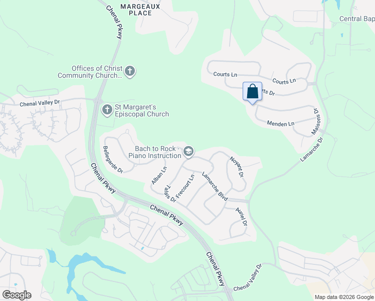 map of restaurants, bars, coffee shops, grocery stores, and more near 57 Talais Drive in Little Rock