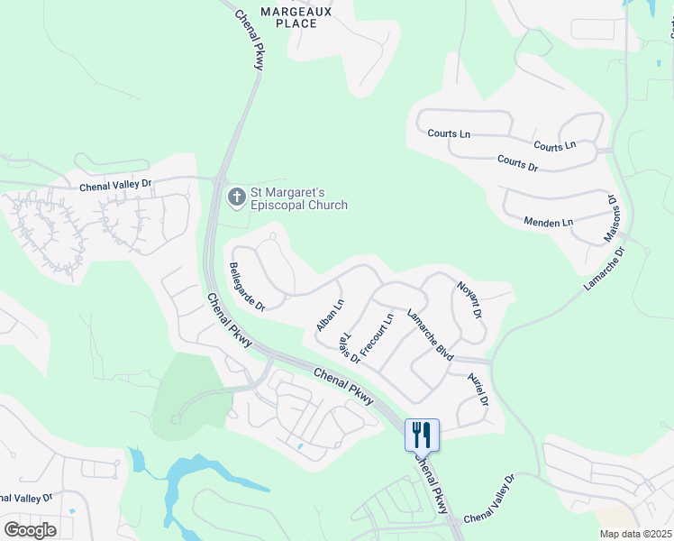 map of restaurants, bars, coffee shops, grocery stores, and more near 17 Bellegarde Drive in Little Rock