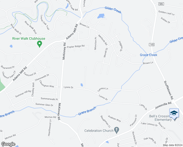 map of restaurants, bars, coffee shops, grocery stores, and more near 136 Bathurst Lane in Simpsonville