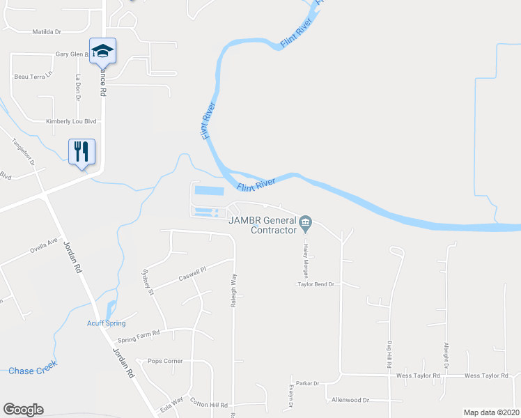 map of restaurants, bars, coffee shops, grocery stores, and more near 908 Wess Taylor Road in Huntsville