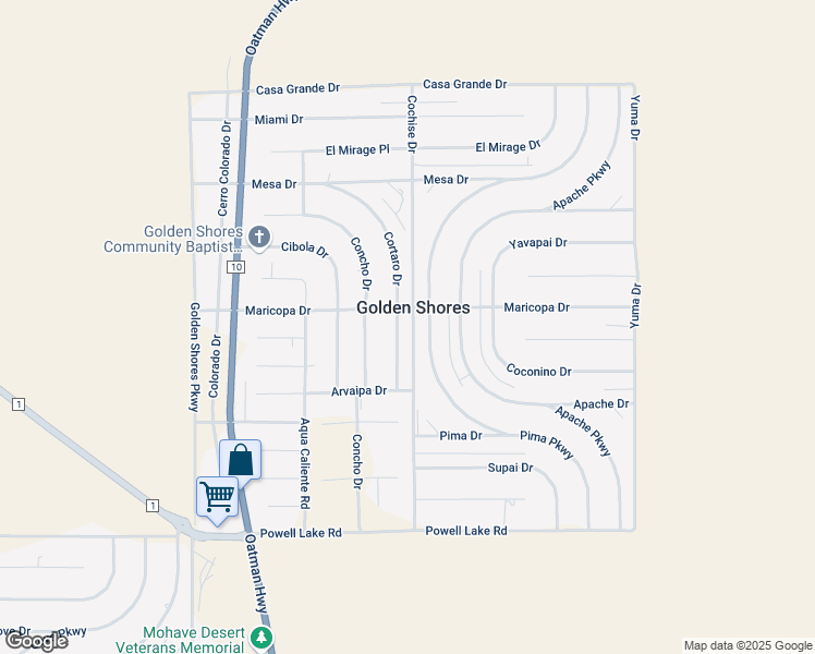map of restaurants, bars, coffee shops, grocery stores, and more near 12800-12870 Cochise Drive in Topock