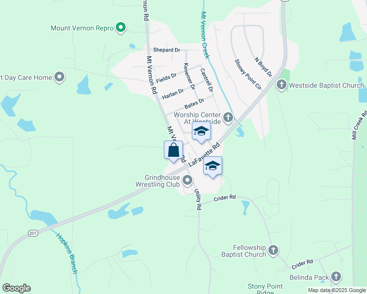 map of restaurants, bars, coffee shops, grocery stores, and more near 674-802 Lafayette Road in Rocky Face
