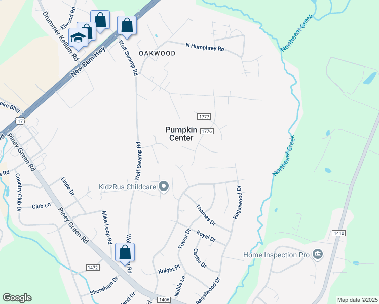 map of restaurants, bars, coffee shops, grocery stores, and more near 3022 Oakwood Drive in Jacksonville