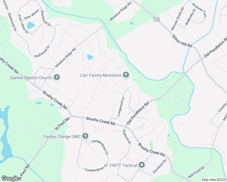 map of restaurants, bars, coffee shops, grocery stores, and more near 108 Ledgewood Way in Easley