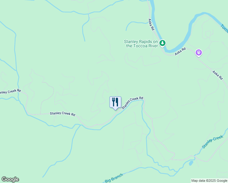 map of restaurants, bars, coffee shops, grocery stores, and more near 131 Forest Branch Trail in Cherry Log
