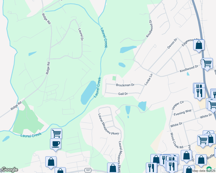 map of restaurants, bars, coffee shops, grocery stores, and more near 120 Brockman Drive in Mauldin