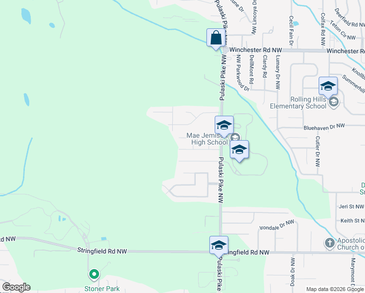 map of restaurants, bars, coffee shops, grocery stores, and more near 3609 Ayers Drive in Huntsville