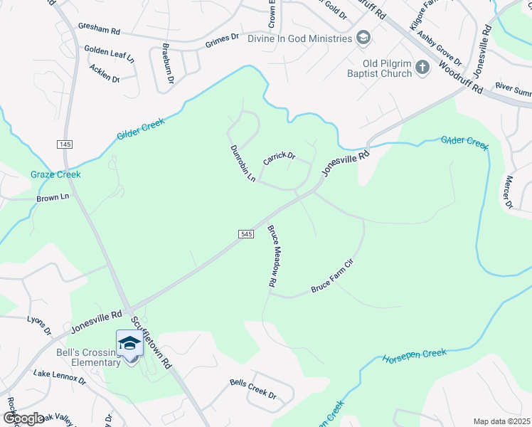 map of restaurants, bars, coffee shops, grocery stores, and more near 1801 Jonesville Road in Simpsonville