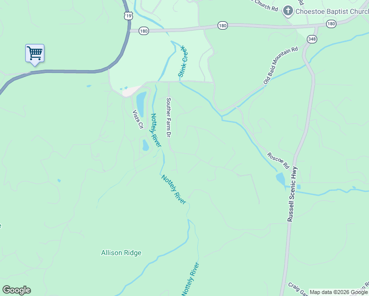 map of restaurants, bars, coffee shops, grocery stores, and more near 4004 Souther Forest Road in Blairsville